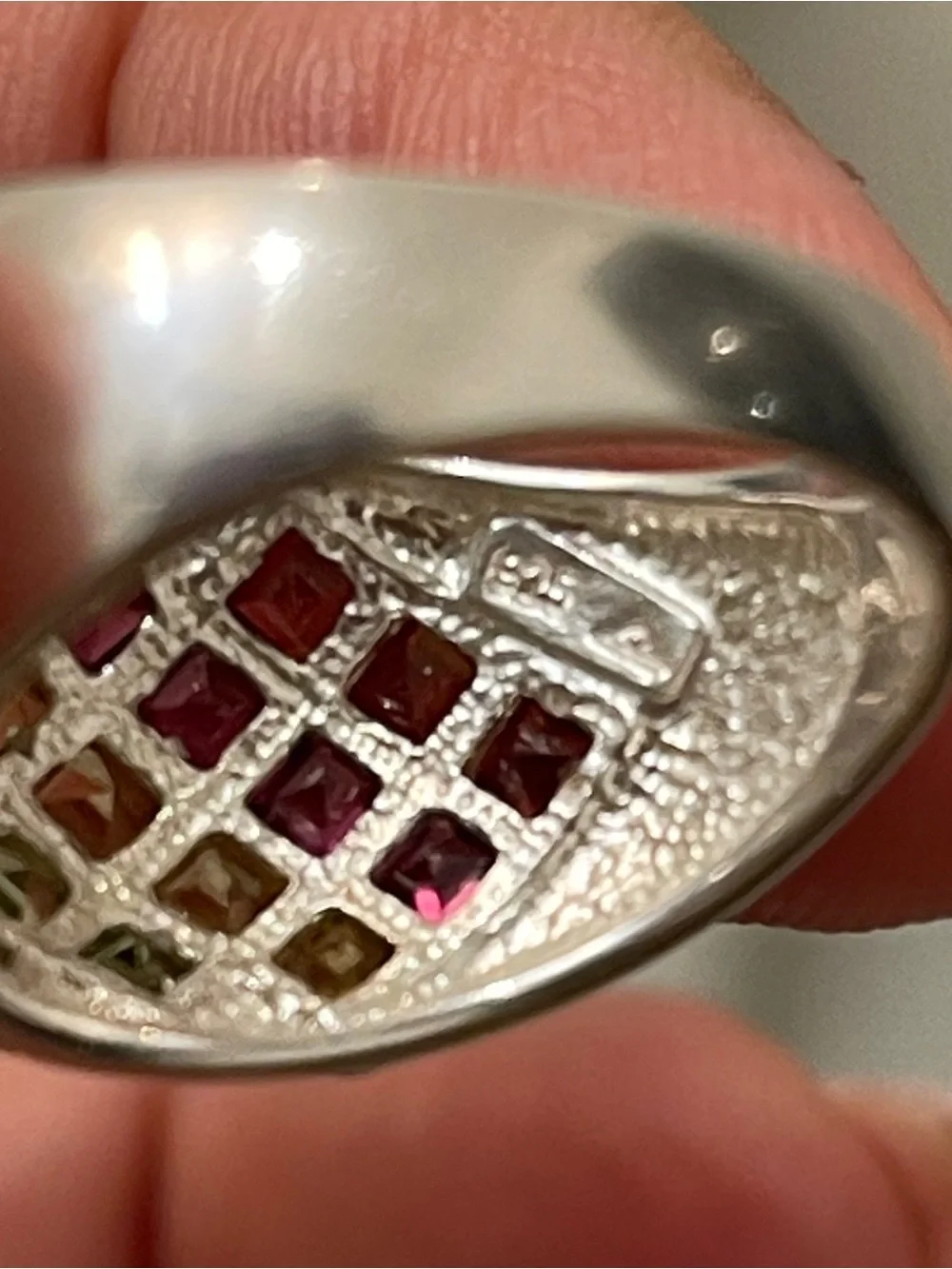 Sterling Silver Multi-Color Mosaic Dome Ring